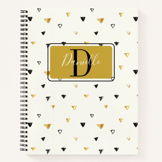Abstract Patroon Monogram Script Modern Custom Notitieboek (Voorkant)