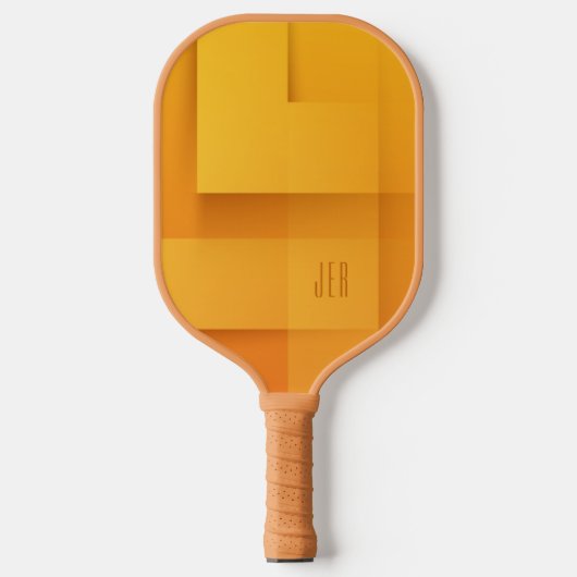 Abstract Patroon Monogrammed Initialen Oranje Pro Pickleball Paddle (Voorkant)