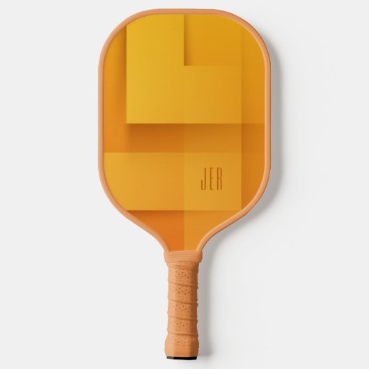 Abstract Patroon Monogrammed Initialen Oranje Pro Pickleball Paddle (Achterkant)