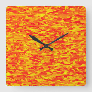 Abstract patroon oranje rood geel vierkante klok