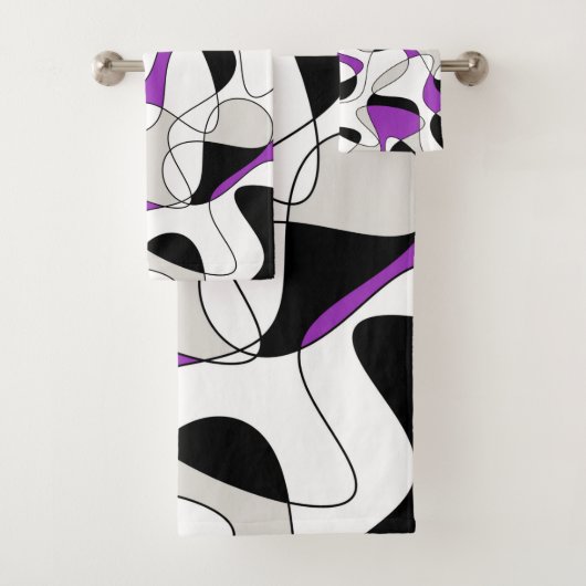 Abstract patroon - paars, grijs, zwart en wit. bad handdoek (Insitu)