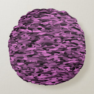 Abstract patroon paars zwart rond kussen