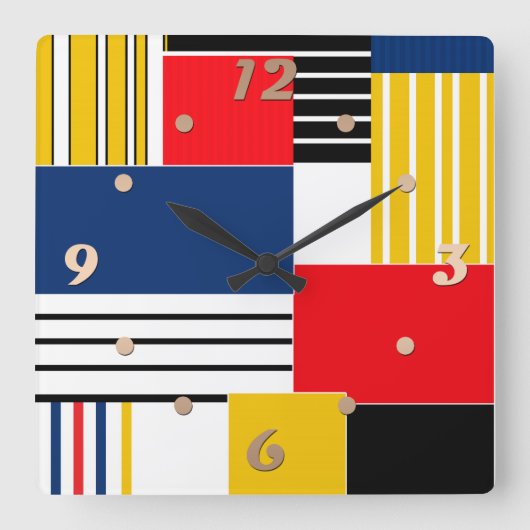 Abstract patroon . Patchwork . Vierkante Klok (Voorkant)