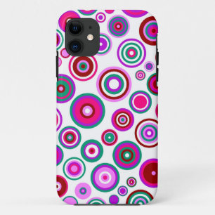 Abstract patroon Retrocirkels   Blauw rood roze iPhone 11 Hoesje