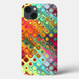 Abstract patroon rode vloeibare regenboog Stippen iPhone 13 Hoesje