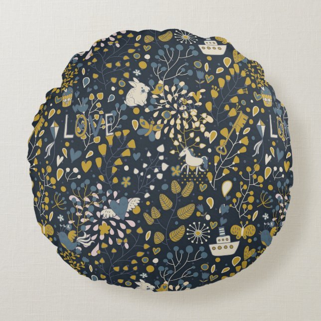 Abstract  patroon rond kussen (Voorkant)
