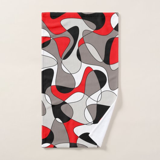 Abstract patroon - rood en grijs. bad handdoek (Handdoek)