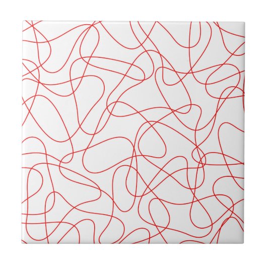 Abstract patroon - rood en wit. tegeltje (Voorkant)