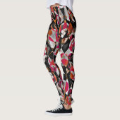 Abstract patroon rood en zwart leggings (Links)