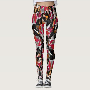 Abstract patroon rood en zwart leggings