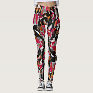 Abstract patroon rood en zwart leggings