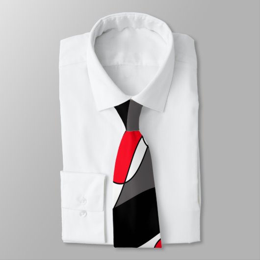 Abstract patroon - rood, grijs, zwart en wit. stropdas (Gebonden)