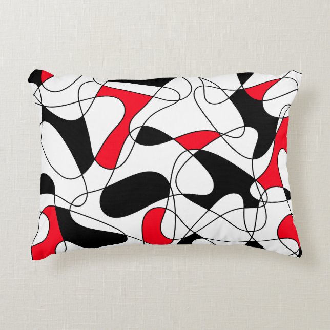Abstract patroon - rood, zwart en wit. accent kussen (Voorkant)