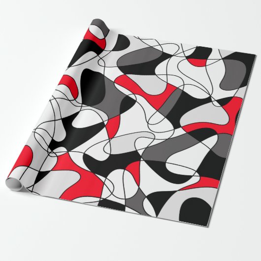 Abstract patroon - rood, zwart en wit. cadeaupapier (Uitgerold)