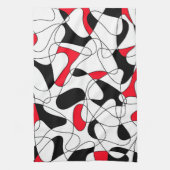 Abstract patroon - rood, zwart en wit. theedoek (Verticaal)