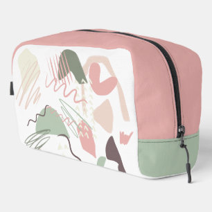 Abstract Patroon Roze Bruin Groen Dopp Kit Toilettasje