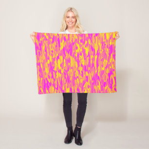 Abstract patroon roze geel oranje fleece deken