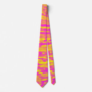 Abstract patroon roze geel oranje stropdas