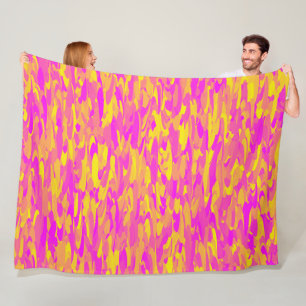 Abstract Patroon Roze Geel Sinaasappel Fleece Deken