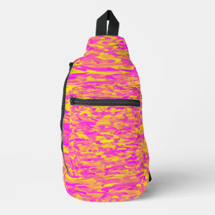 Abstract Patroon Roze Geel Sinaasappel Sling Bag