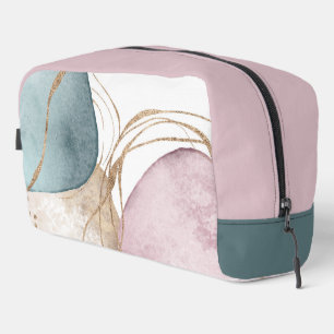 Abstract Patroon Roze Goud en Groene Dopp Kit Toilettasje