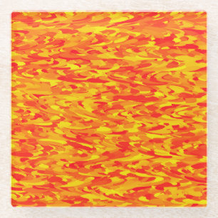 Abstract Patroon Sinaasappel Rood Geel Glazen Onderzetter