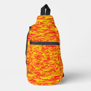 Abstract Patroon Sinaasappel Rood Geel Sling Bag