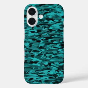 Abstract patroon turkoois zwart iPhone 16 hoesje