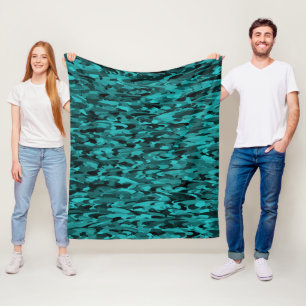 Abstract patroon turkoois zwart fleece deken