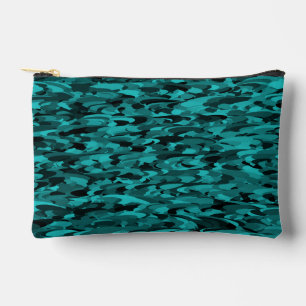 Abstract patroon turkoois zwart klein etui