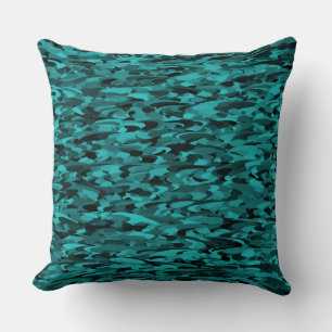 Abstract patroon turkoois zwart kussen