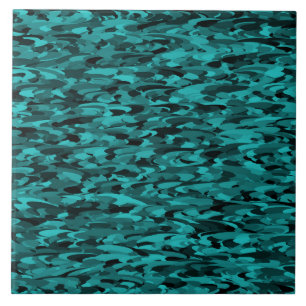 Abstract patroon turkoois zwart tegeltje