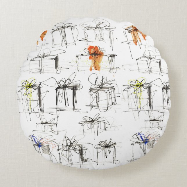 Abstract patroon van cadeaudozen rond kussen (Voorkant)