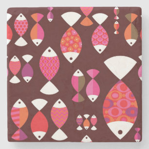 Abstract patroon van de retrovis onderwater stenen onderzetter