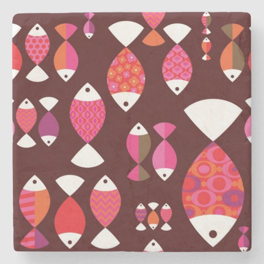 Abstract patroon van de retrovis onderwater stenen onderzetter (Voorkant)