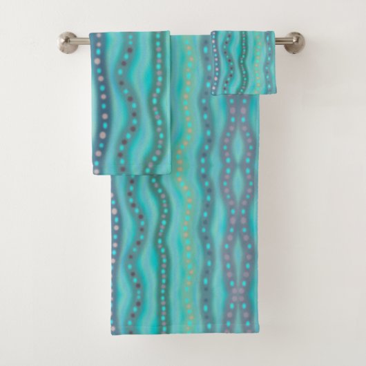 Abstract patroon van dichroomhoudend strand bad handdoek (Insitu)