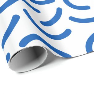 Abstract patroon van dikke, golvende blauwe lijnen cadeaupapier
