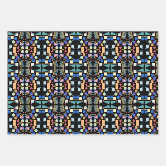 Abstract patroon van esthetische retro- geometrie inpakpapier vel (Voorkant 3)