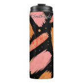 Abstract patroon van glitterpenseelstreken thermosbeker (Voorkant)