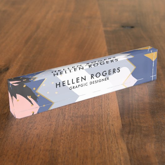 Abstract patroon van organische vormen naambordje (Zijkant)