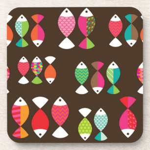 Abstract patroon van retrovis onder water 2 onderzetter