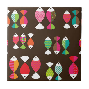 Abstract patroon van retrovis onder water 2 tegeltje