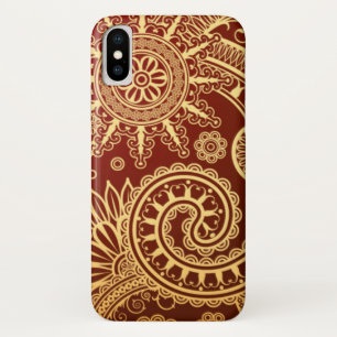 Abstract patroon van rode en goudflens iPhone x hoesje