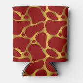 Abstract patroon van rode en goudgiraf blikjeskoeler (Voorkant)