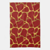 Abstract patroon van rode en goudgiraf theedoek (Verticaal)