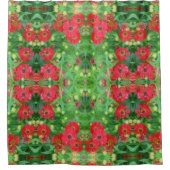 Abstract patroon van rode zinnia Flowers Douchegordijn (Voorkant)