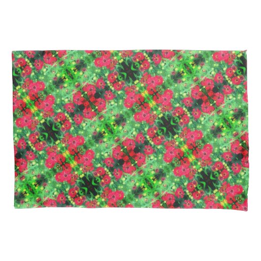 Abstract patroon van rode zinnia Flowers Kussensloop (Voorkant)