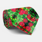 Abstract patroon van rode zinnia Flowers Stropdas (Opgerold)