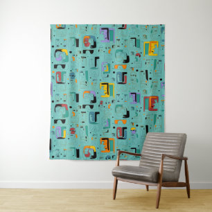 Abstract patroon van stammaya oeroude gezichten 1 wandkleed