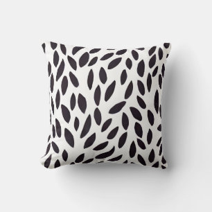 Abstract patroon van zwarte en witte bladeren kussen